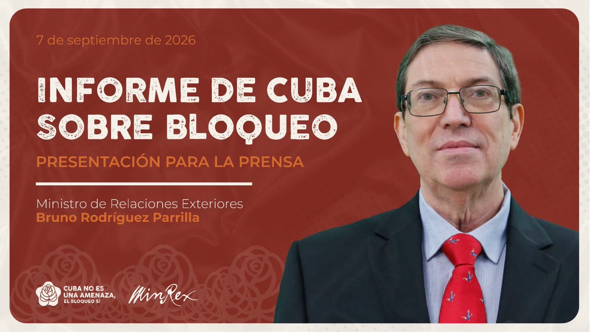 FEU_FCMBaracoa's tweet photo. 🚨🇨🇺 El canciller cubano @BrunoRguezP presenta en conferencia de prensa nacional e internacional el Informe de Cuba sobre las afectaciones del bloqueo de EE. UU. contra nuestro país.

 #CubaNoEsUnaAmenaza https://t.co/JO9TAslCP9