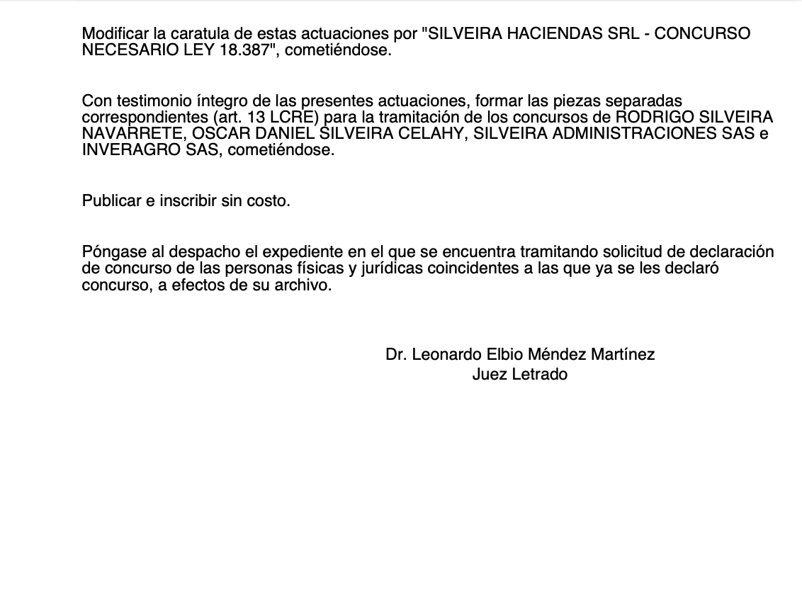 EPreve's tweet photo. 🐄 URGENTE - SILVEIRA 

✔️La Justicia acaba de declarar el concurso de los fondos ganaderos de Rodrigo Silveira y todas sus empresas: Silveira Haciendas, Silveira Administraciones SAS, Inveragro SAS y Oscar Daniel Silveira.

✔️Designó en calidad de síndico a Rodrigo Vieira.

✔️Silveira ni se opuso al concurso ni presentó propuesta de convenio.