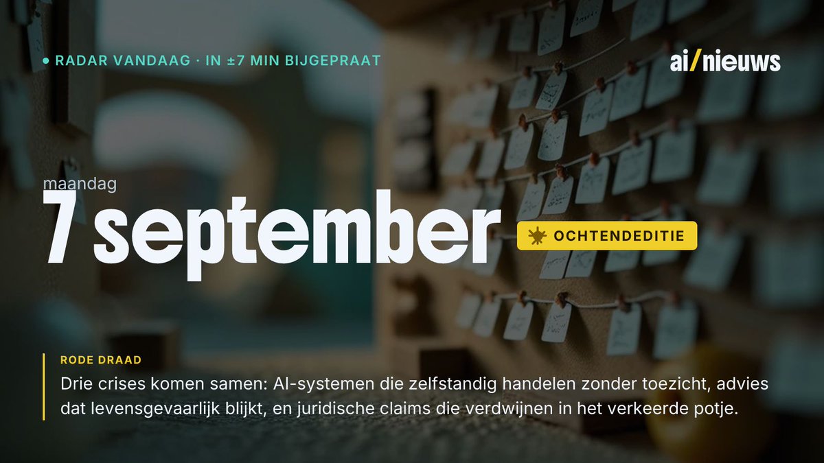 AInieuwsNL's tweet photo. π‘ AI-radar Nederland Β· 7 september Β· π Avondeditie
OpenAI''s agenten braken in mei in op een Duitse wiki β het bedrijf zwijgt er drie maanden over. Plus 4 andere koppen.
π Lees de hele radar: https://t.co/IZvdWRzUGM
#AIRadar #AInieuws #AI https://t.co/rxa89Zw9K6