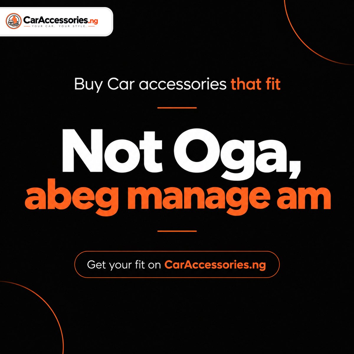 caraccessory_ng's tweet photo. Buy car accessories that actually fit your car — no more “Oga, abeg manage am” 

From seat covers to mats and other upgrades, shop with confidence and get the right fit for your vehicle.

Get your fit on https://t.co/hmSzXj6Qob

#CarAccessoriesNG #CarAccessories #CarInterior #CarUpgrade #NigeriaCars #CarOwnersNigeria
