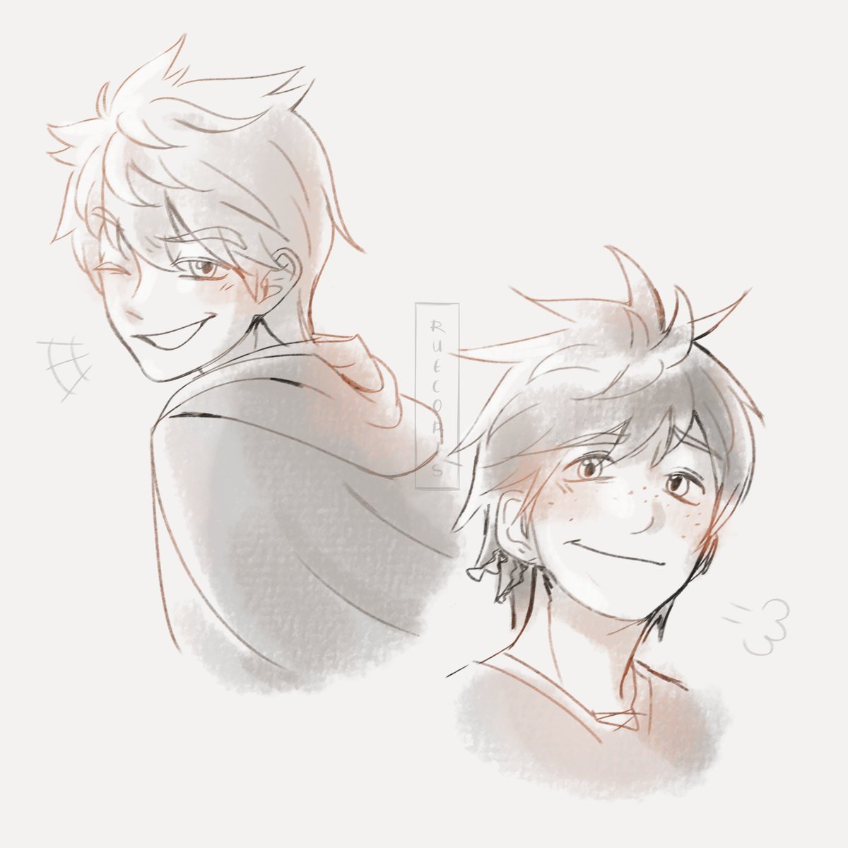 Ruecoris's tweet photo. Another old doodle I did bc lowk I have no other #hijack drawings yet 😩
Was my first time drawing them here

#hiccup #jackfrost https://t.co/tPIFNDSiMU