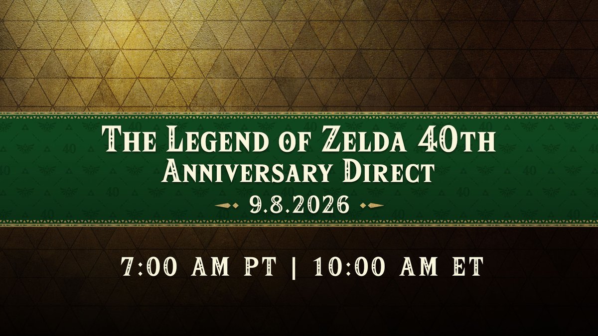 NintendoAmerica's tweet photo. Join us today for The Legend of Zelda 40th Anniversary Direct starting at 7am PT. The presentation will feature a variety of The Legend of Zelda related information, including The Legend of Zelda: Ocarina of Time for Nintendo Switch 2. #NintendoDirect
 
Tune in now: https://t.co/lYa1scC89A