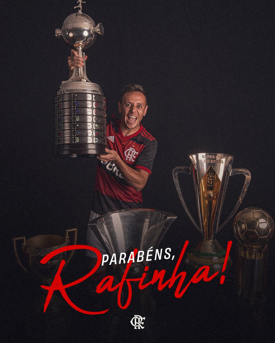 Flamengo's tweet photo. Se “Onde Rafita está, és caneco”, aqui no Mengão não foi diferente! 🏆🏆🏆🏆🏆

Hoje é dia de desejarmos um feliz #aniversário para ele, que vestindo o Manto Sagrado, foi campeão da Libertadores e Brasileiro em 2019, camepão Carioca, da Recopa e da Supercopa do Brasil em 2020.

Parabéns, Rafinha! Tudo de melhor pra você hoje e sempre, muito obrigado por tudo que fez pelo Clube de Regatas do Flamengo, craque! ❤️🖤