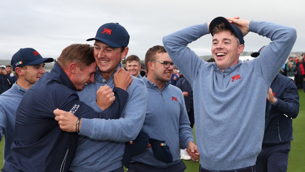 OltonGolfClub's tweet photo. We are so proud of Sam for being part of the GB&amp;I Walker Cup side 🇬🇧 🇮🇪 

Yesterday's match will go down as one of the great comebacks in sport, and we have it on good authority that Sam and the team celebrated accordingly.

Enjoy the glory, Sam. You've earned it.

Credit: R&amp;A https://t.co/J2MS3qDZjF