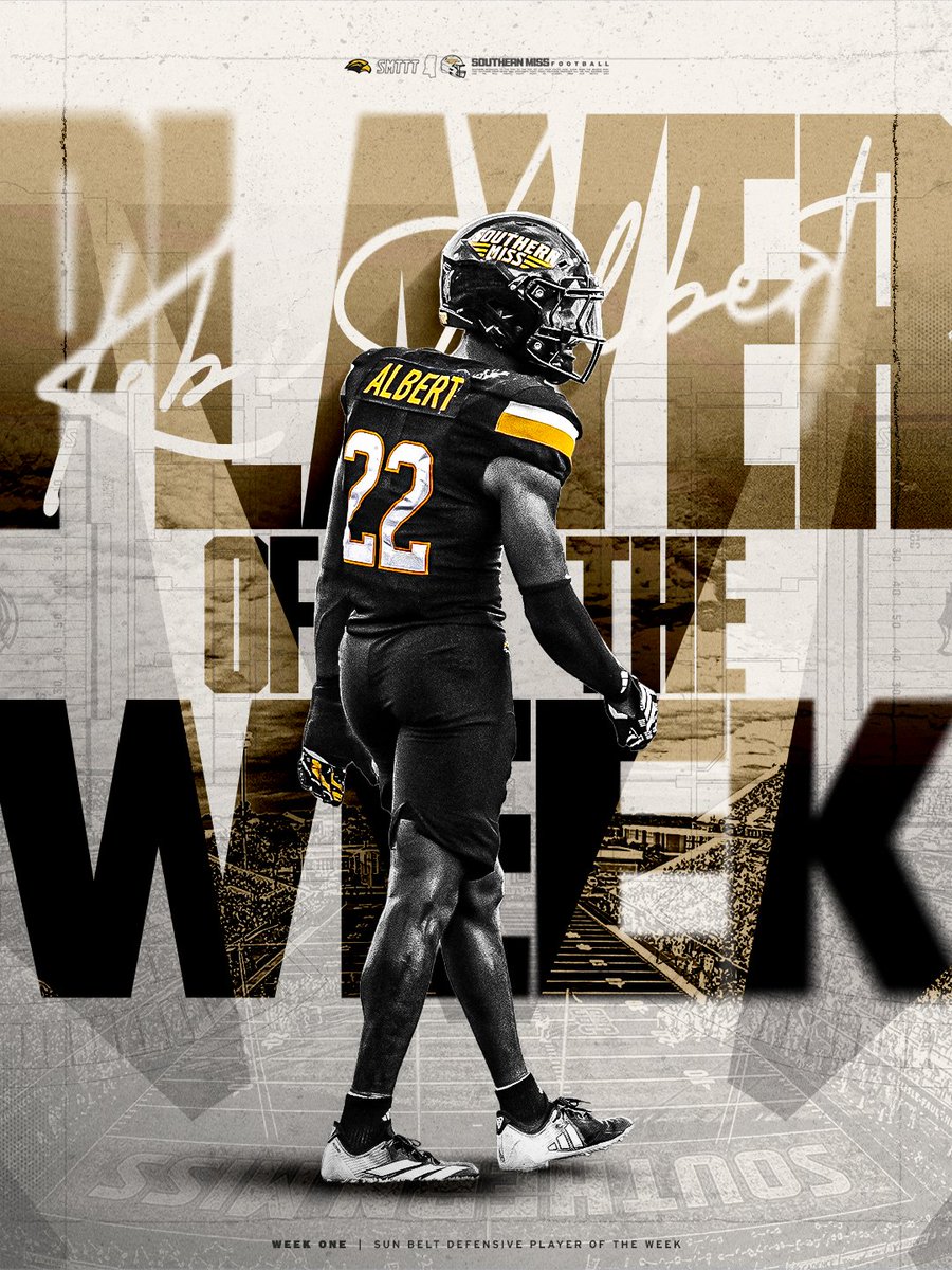 SouthernMissFB's tweet photo. Sun Belt Defensive Player of the Week 🚀💪

@e_jakobi https://t.co/ZdPWjXLe9Z