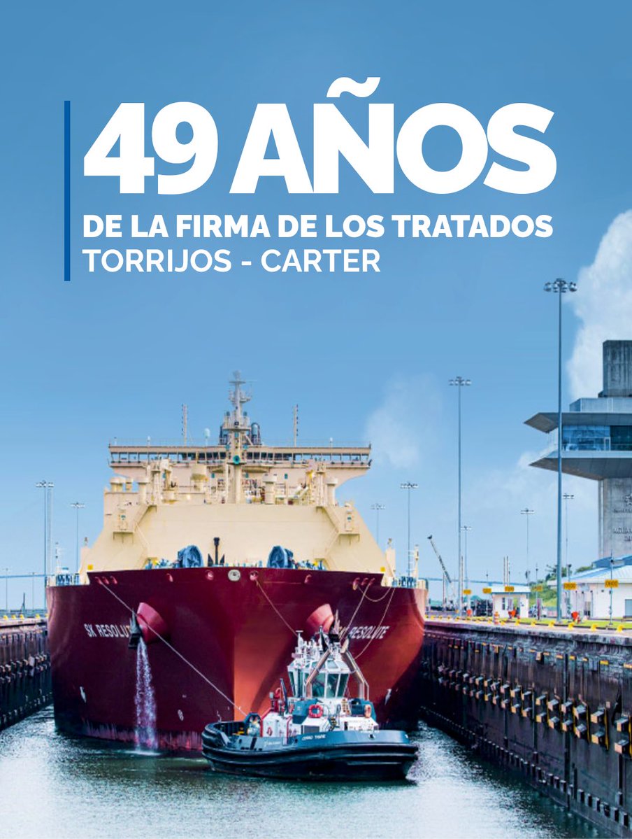 JoseRaulMulino's tweet photo. Pasaron 49 años del tratado Torrijos-Carter. El Canal creció en manos panameñas; demostramos al mundo que tenemos la capacidad de estar en las grandes ligas del comercio mundial. Ahora tenemos un nuevo desafío: más obras y más puertos que generen más desarrollo y empleo en logística. Sigamos construyendo el futuro grande de Panamá y de nuestro Canal!
