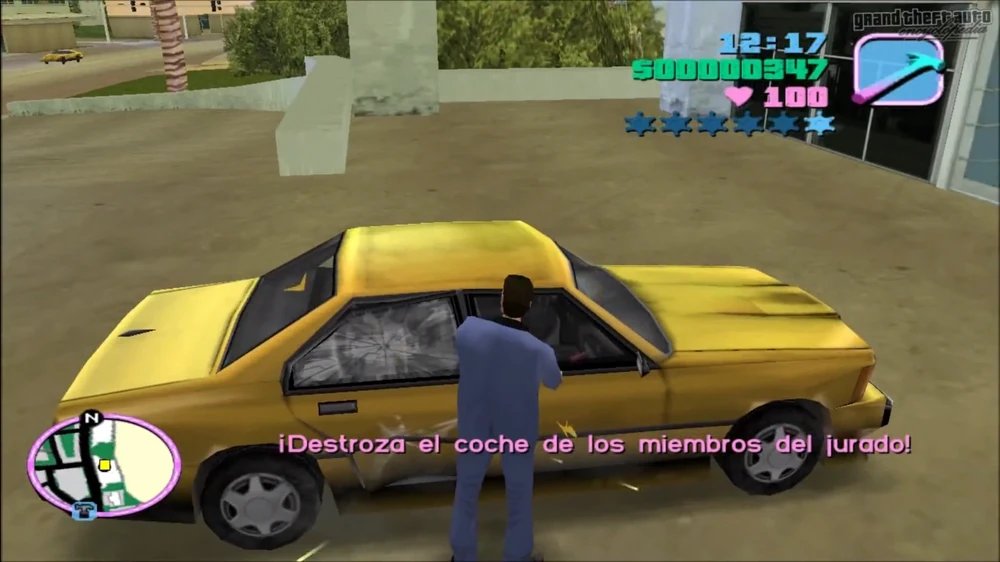 Potygta's tweet photo. Los GTA varían en las misiones para que los encargos no sean "matá a este tipo" resumiendo al juego en un sicariato barato

En VC, te piden destrozar coches, vidrieras, robarte un tanque (sin matar)

Y encima necesitás establecer negocios para desbloquear el final del juego https://t.co/F8yKMgCRVH