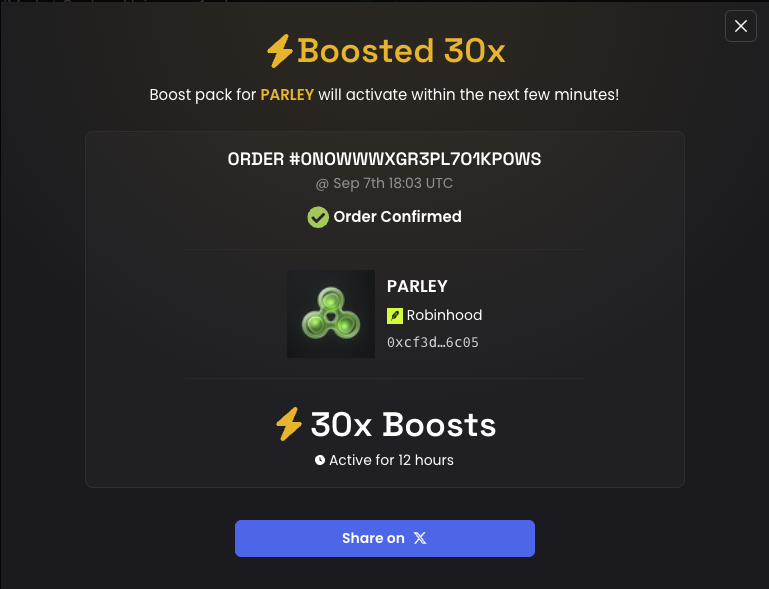 parley_rh's tweet photo. $PARLEY is now Boosted on DexScreener. We need all of RobinHood chain to see what we have built @parley_rh. https://t.co/pFMWRyBkXH