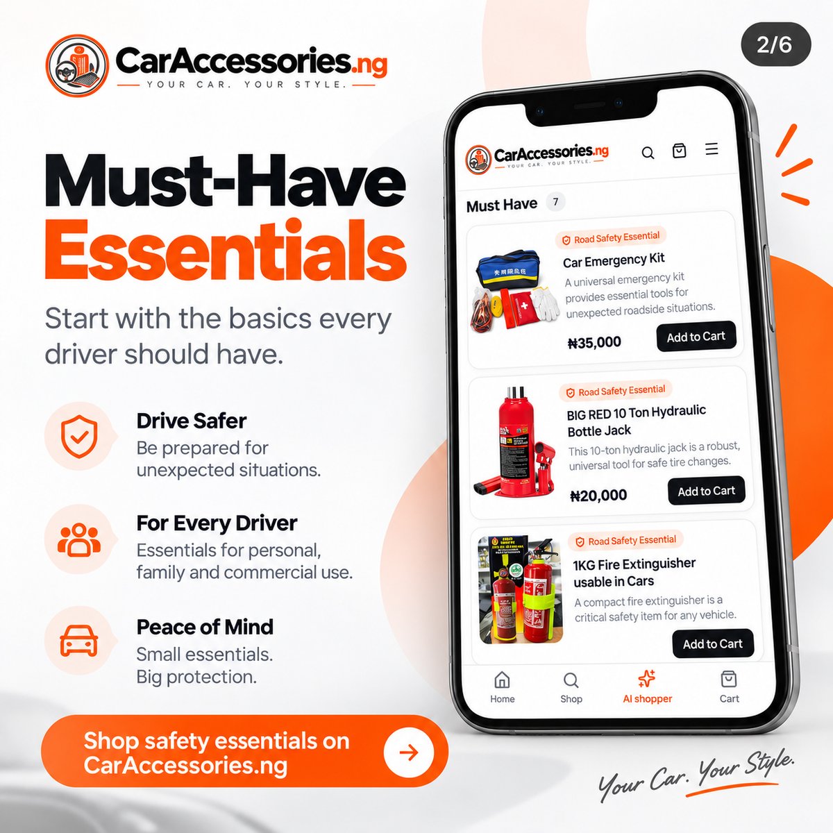 caraccessory_ng's tweet photo. Meet the smarter way to shop for your car 

Tell our AI Shopper what you drive and what you need — it recommends real products from our catalogue, with real prices and fitment. No invented products. No guessing.

From safety essentials and seat covers to comfort accessories and car tech, find what works for your car faster.

👉 Try it now on https://t.co/hmSzXj6Qob

Your Car. Your Style.

#CarAccessoriesNG #AIShopper #CarAccessories #CarOwnersNigeria #CarInterior #CarSafety #CarTech #NigeriaCars