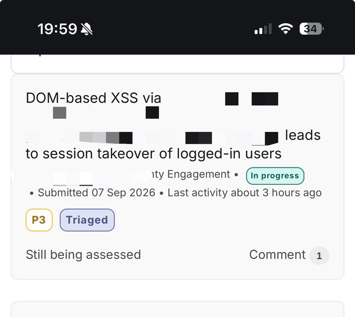 a1man12_'s tweet photo. New day new Bug😤
99% sure it will get up to P2 bcs of takeover…
Thanks to @Bugcrowd
#hacker #bugbounty https://t.co/qeL9r1ehyX