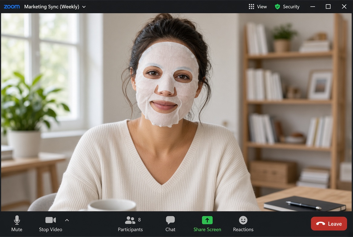 Dheepuck's tweet photo. Just found out that Face Masks in a Zoom meeting are real. Happened like 5 minutes ago π
#facemasks #skincare https://t.co/7DQ15ZxVI6