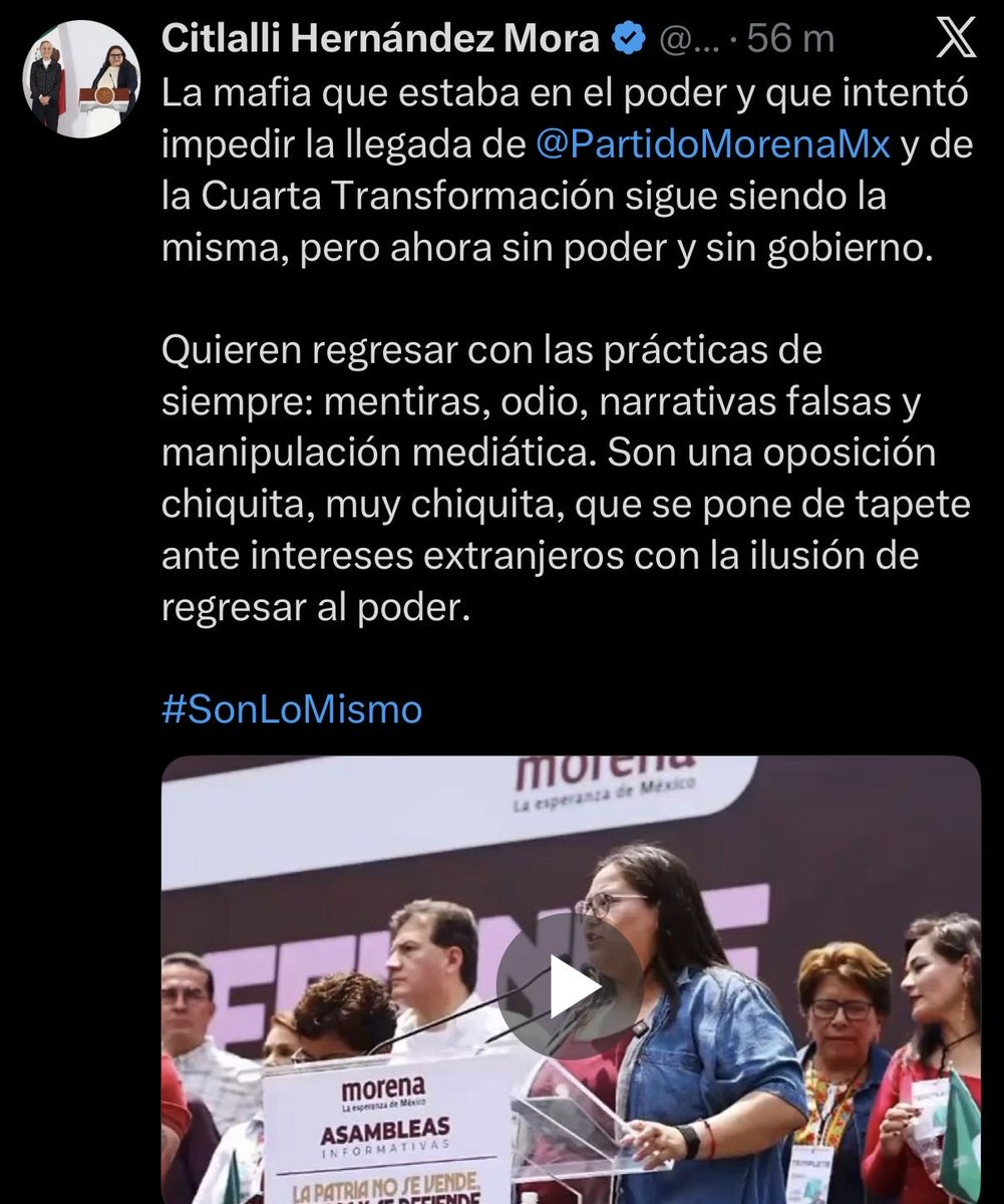 luis_gj's tweet photo. Ay, mi @CitlaHM preciosa, mi terroncito de azúcar, mi capullito de primavera, ¿cuáles “prácticas de siempre”, muñequita adorada?

¿El acarreo? ¿Las cuotas para llenar mítines? ¿El uso de estructuras públicas? ¿Las cuentas falsas para fingir apoyo? ¿Afiliar gente sin su consentimiento?

Y lo de ponerse “de tapete ante intereses extranjeros” está todavía más bonito, mi pétalo de bugambilia, cuando @MarinadelPilar aparece en audios ofreciendo contarle a supuestos intermediarios del FBI lo que escucha en las mesas de Seguridad. 

No acabaron con las viejas prácticas, mi pimpollo. Se quedaron con todas.

Pero tú sigue hablándonos de “la mafia de antes”, mi duraznito en almíbar. Te ves preciosa describiendo a tu narcopartido  @PartidoMorenaMx .