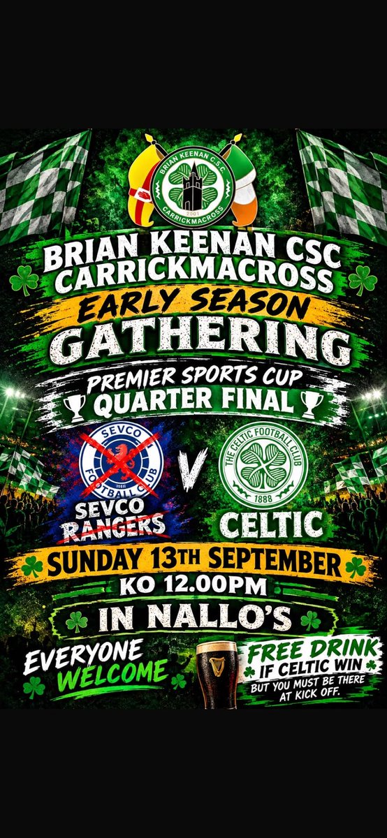 AICSC2014's tweet photo. Any Celts in the Carrickmacross area are welcome to join the Brian Keenan Celtic Supporters this Sunday. Hail Hail https://t.co/hLCFBQlPCA