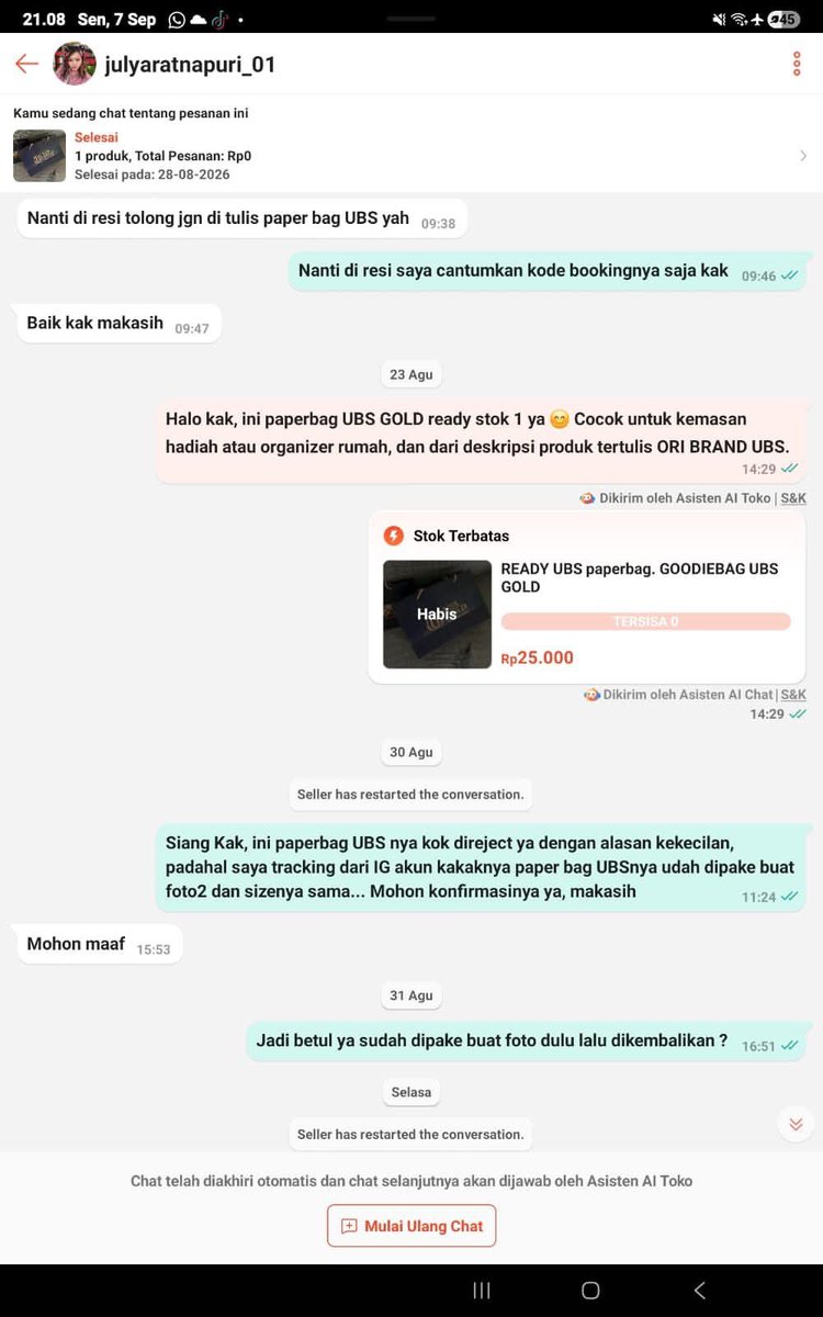 taurosze's tweet photo. Niat banget ya demi konten “dapet kado emas” sampe rela retur paperbag 25rb abis dipake foto anniversary😭👊🏻

Kasian sellernya, cuma jual paperbag malah kena php demi estetika feed.

Gimana menurut kalian? https://t.co/AbsdVWd8FG