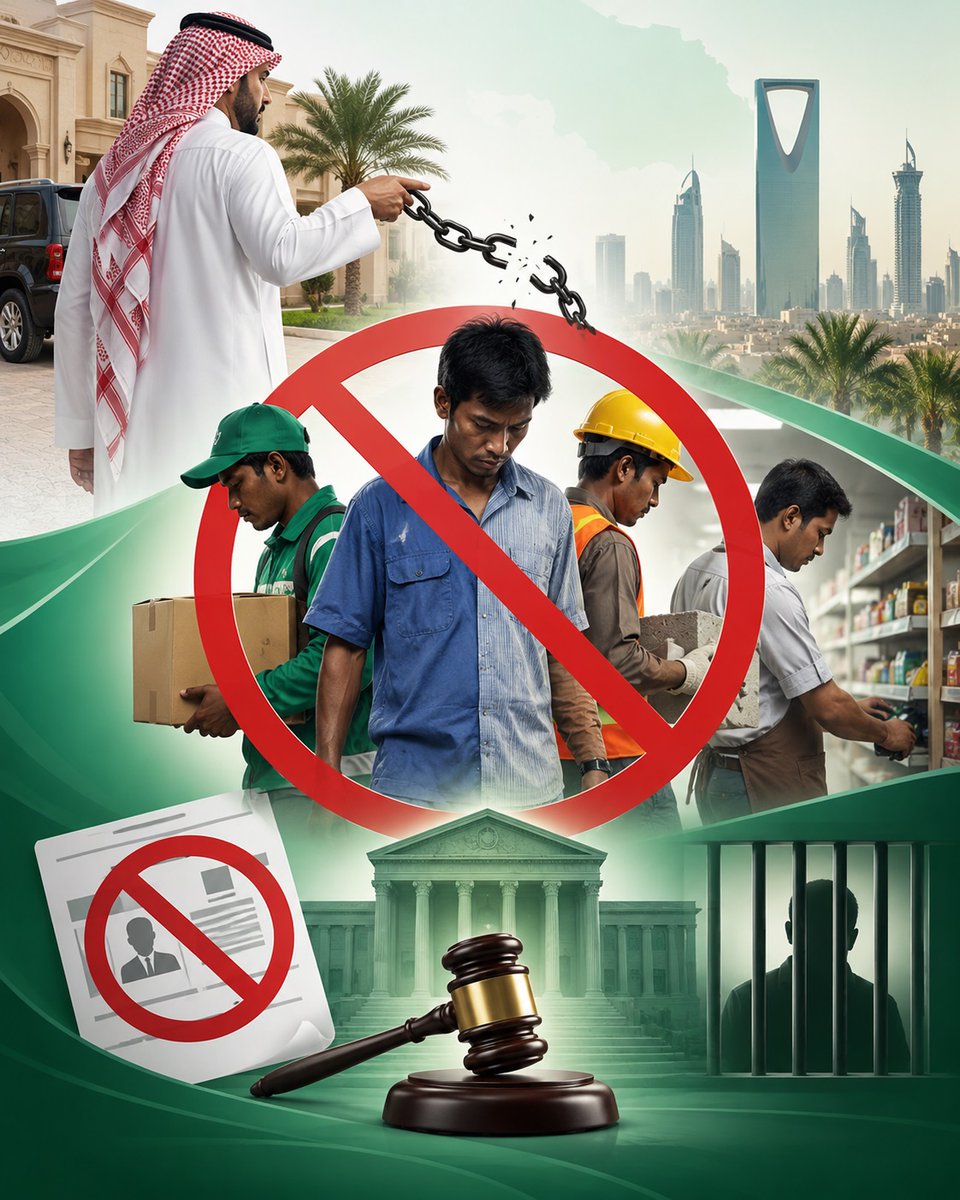 abd_ksa30's tweet photo. صاحب العمل الذي يمكّن عمالته من العمل لدى الغير أو لحسابهم الخاص يعرّض نفسه لعقوبات قد تصل إلى غرامة 100 ألف ريال والسجن 6 أشهر والمنع من الاستقدام 5 سنوات
#وطن_بلا_مخالف https://t.co/lIm5DSO2xy