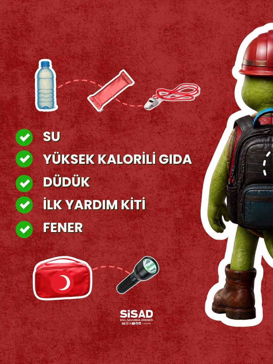 SisadTR's tweet photo. SİSAD olarak soruyoruz: Sizin deprem çantanız şu an nerede ve hazır mı? 

👇 Soruya Cevap Verin: Çantanızda yukarıdaki 5 temel ögenin dışında "Ben mutlaka şunu da koyarım" dediğiniz şey ne? Yorumlarda buluşalım, eksikleri birlikte tamamlayalım! 🧡

#SİSAD #DepremÇantası https://t.co/sb4ormw0nB