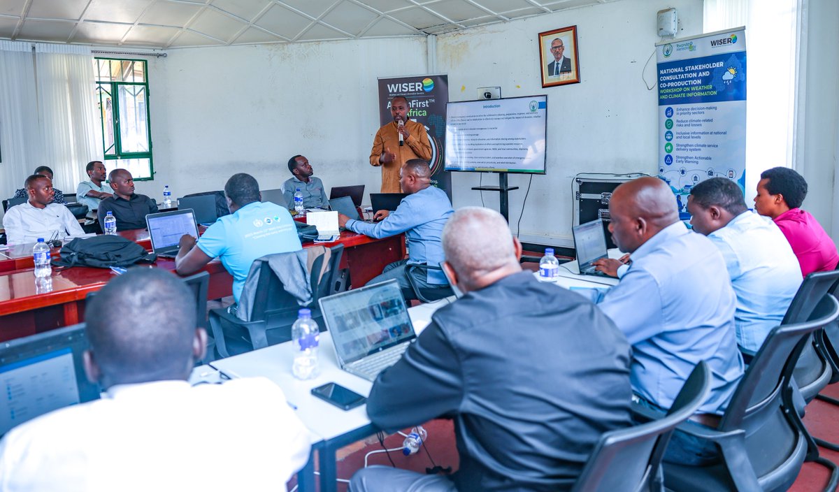 MeteoRwanda's tweet photo. METEO RWANDA in partnership with
@metoffice and @WMO through #WISERActionFirst Project, launched a 4-day co-production training on #EarlyWarningSystems, to strengthen capacity of government institution staff in use of weather and climate information to mitigate climate shocks. https://t.co/u7Lg3ICdNB