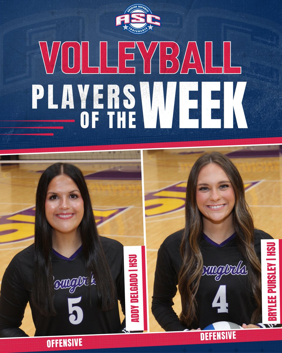ASC_sports's tweet photo. Week 1 ASC Volleyball Players of the Week

Offensive ➡️ Addy Delgado
Defensive ➡️ Brylee Pursley https://t.co/Jzo8Hfu8aQ