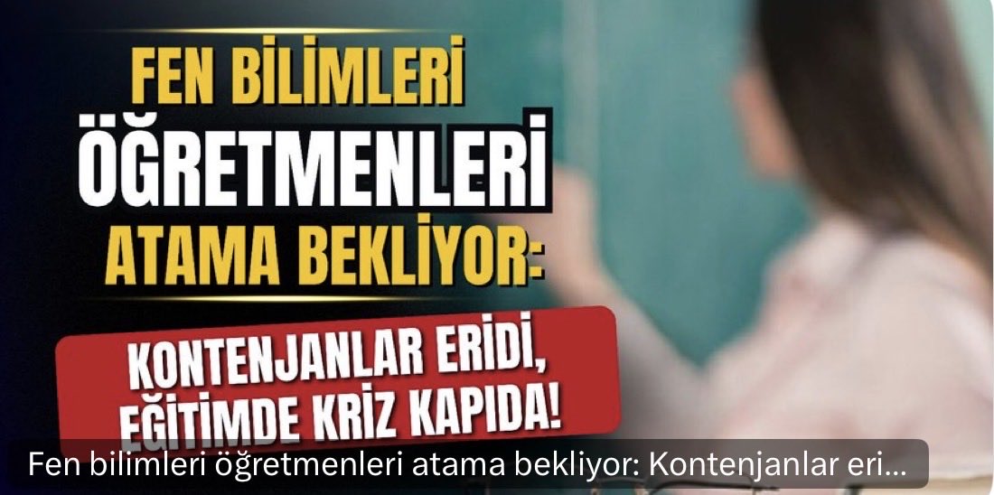 wZuhrenaz's tweet photo. AGS takviminde branşımız olan Fen bilgisi için
ayrılacak sayı 2500 olmalıdır.
#fenbilgisi2500kontenjan
@oktay_saral @Yusuf_Tekin
@iletisim @dbdevletbahceli
@turkegitimsen https://t.co/0LnmAjoSw7