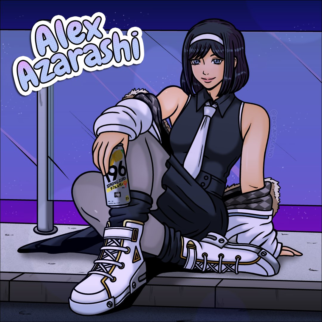 DocArkland's tweet photo. Another little piece of art, this time of @Alex_Azarashi with her iconic Strong Zero can! https://t.co/tHddAXAsc3