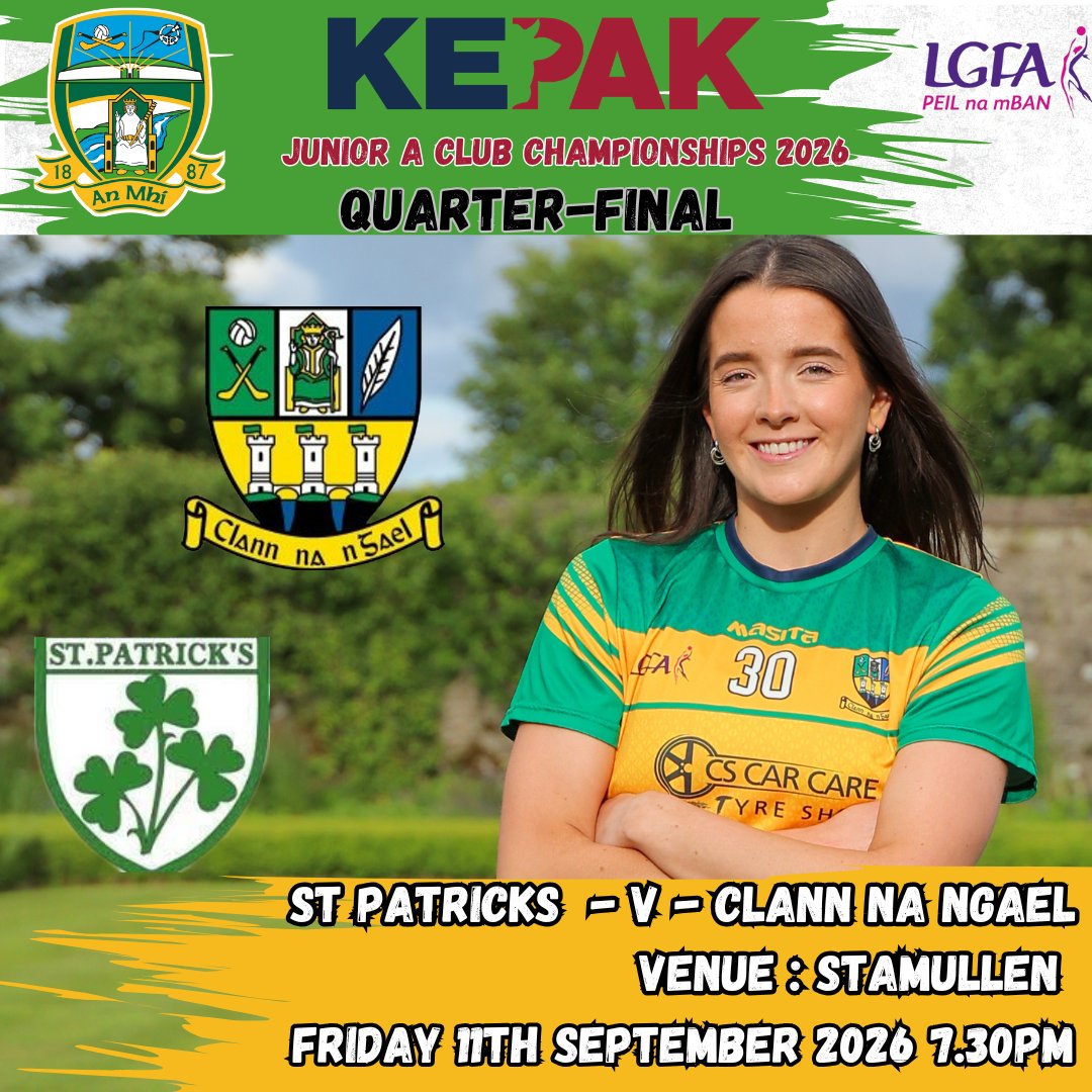 meathladiesMLGF's tweet photo. 🏐kepak Junior A club Championship 
Friday 11th sept
 7.30pm | Stamullen
St Patrick’s 🆚 Clann Gael

🔗 Buy tickets: https://t.co/OGGh65s0R0 https://t.co/NKmHsLQlez
