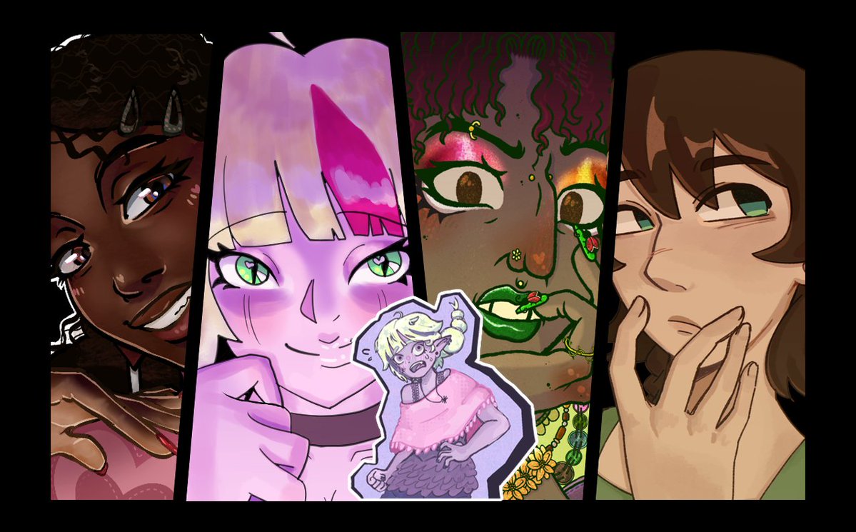 xureclypse's tweet photo. forgot to post this here! art collab with some of the wonderful people in the doodlebugs discord!!
mine is my oc delilah <3

in order left to right: me!! (xureclypse), phasdrawsstuff, krulvy, serins_chaos_carnival, temiixa, on instagram
go check out these amazing artists! https://t.co/j8vmxSNo6Z