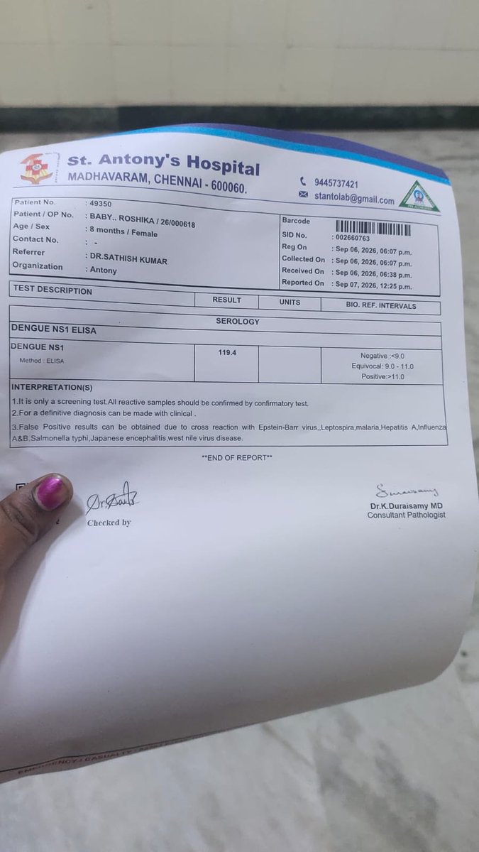KUDALINGAM49671's tweet photo. என்னோட 8 மாசம் சின்ன பாப்பாவுக்கு Dengue Fever 💔💔 

எனக்கு என்ன பண்ணுறதுனே தெரியல…கண்ணைக் கட்டி காட்டுல விட்ட மாதிரி இருக்கு 😭😭 

platelets count ரொம்ப கம்மியா இருக்கு  Stanley paediatric Icu-ல Admit பண்ணிருக்க  💔💔💔

Fever கம்மி ஆயிடுச்சு ஆனா Next 48 hours critical சொல்றாங்க.. இப்போ count 26000 தான் இருக்கு ..

@imrajmohan  @TVKVijayHQ அண்ணா ஏதாவது Help பண்ணுங்க 😓😓😓