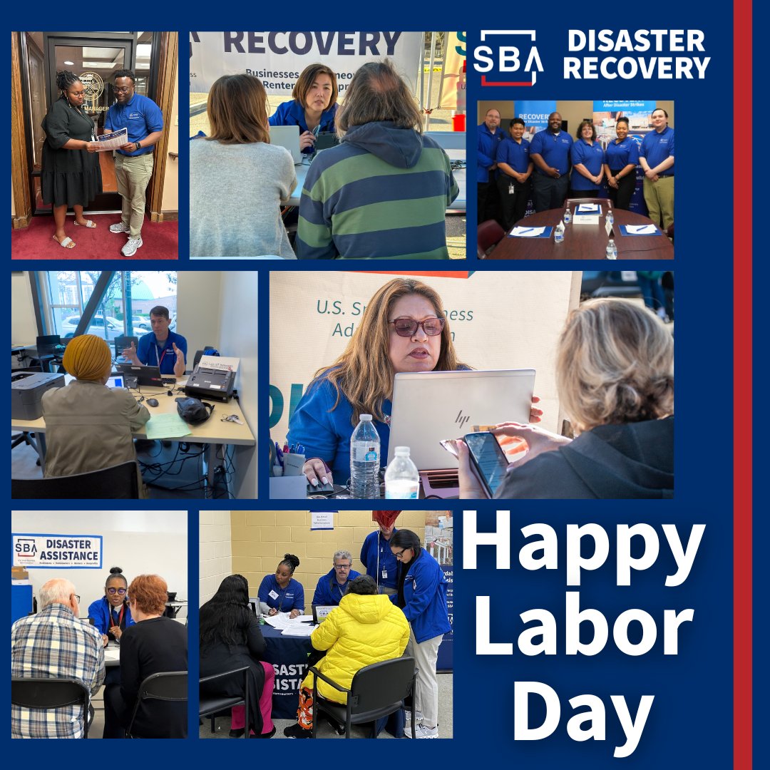 SBA_ODR's tweet photo. This #LaborDay, we celebrate our @SBAgov #disaster field operations staff who work day and night to help communities recover and rebuild stronger.

Learn more at https://t.co/gaHVHR4bxu https://t.co/i1rcjFY4I6