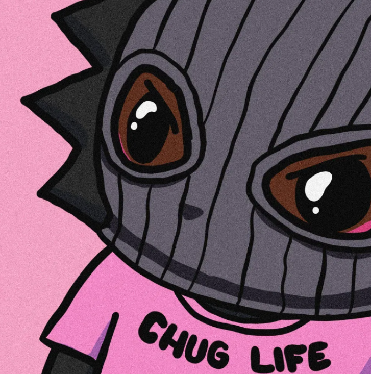 crimechug's tweet photo. @ChogNFT my pink crime choggy https://t.co/J1aEIsGCll