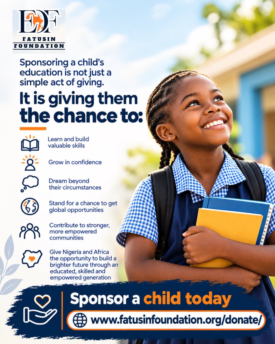 FATUSINCHARITY's tweet photo. When we come together to support a child’s education, we are helping to shape the communities and future they can be part of tomorrow.

Give a child the opportunity to learn, grow and dream bigger.

Sponsor a child today: https://t.co/xPOqQowKOd

#Ngo #Charity https://t.co/I3KEQqia6l