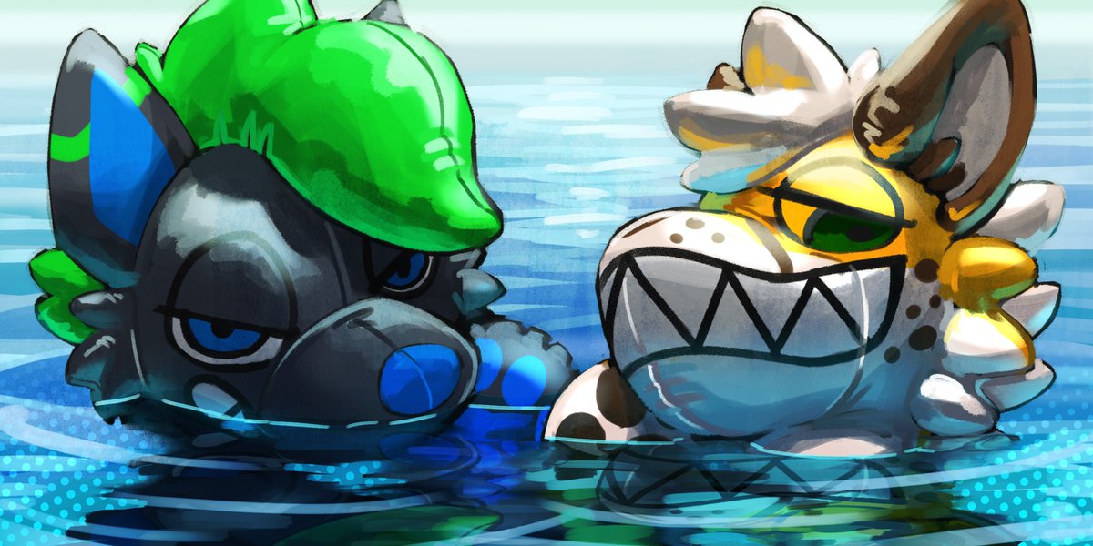 chedafur's tweet photo. you find two pooltoys swimming in your pool, do you dare to enter?~

￼🖼️: @Sexotheque_ 
🫂: @grimdadog https://t.co/zRiuT1111R