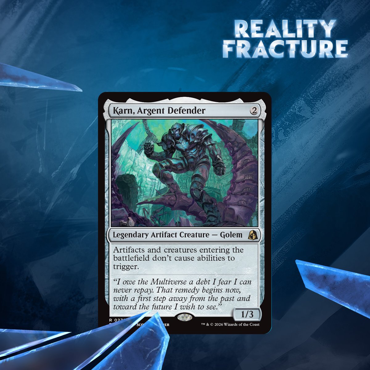 wizards_magic's tweet photo. It's our universe vs. the Echoverse! Familiar faces with some unfamiliar changes, Echoed Pairs are found in every booster of #MTGFracture! https://t.co/iuNtw2sBG6