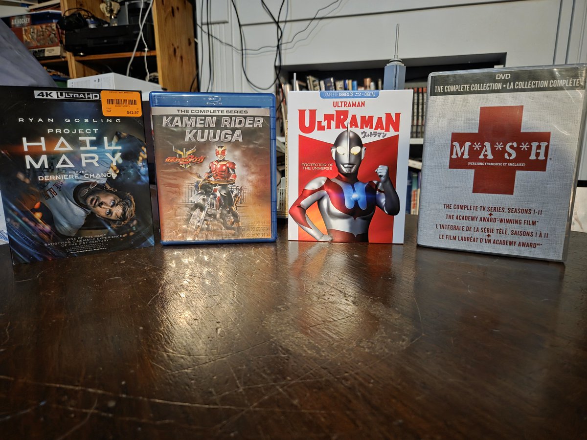 Ky_guy2000's tweet photo. Weekend haul

I remember coming home from school and watching back to back reruns of Mash as a kid, so I'm really happy to be able to own it.

#PhysicalMedia 
#Ultraman
#Kamenrider https://t.co/pPId7pIkTE