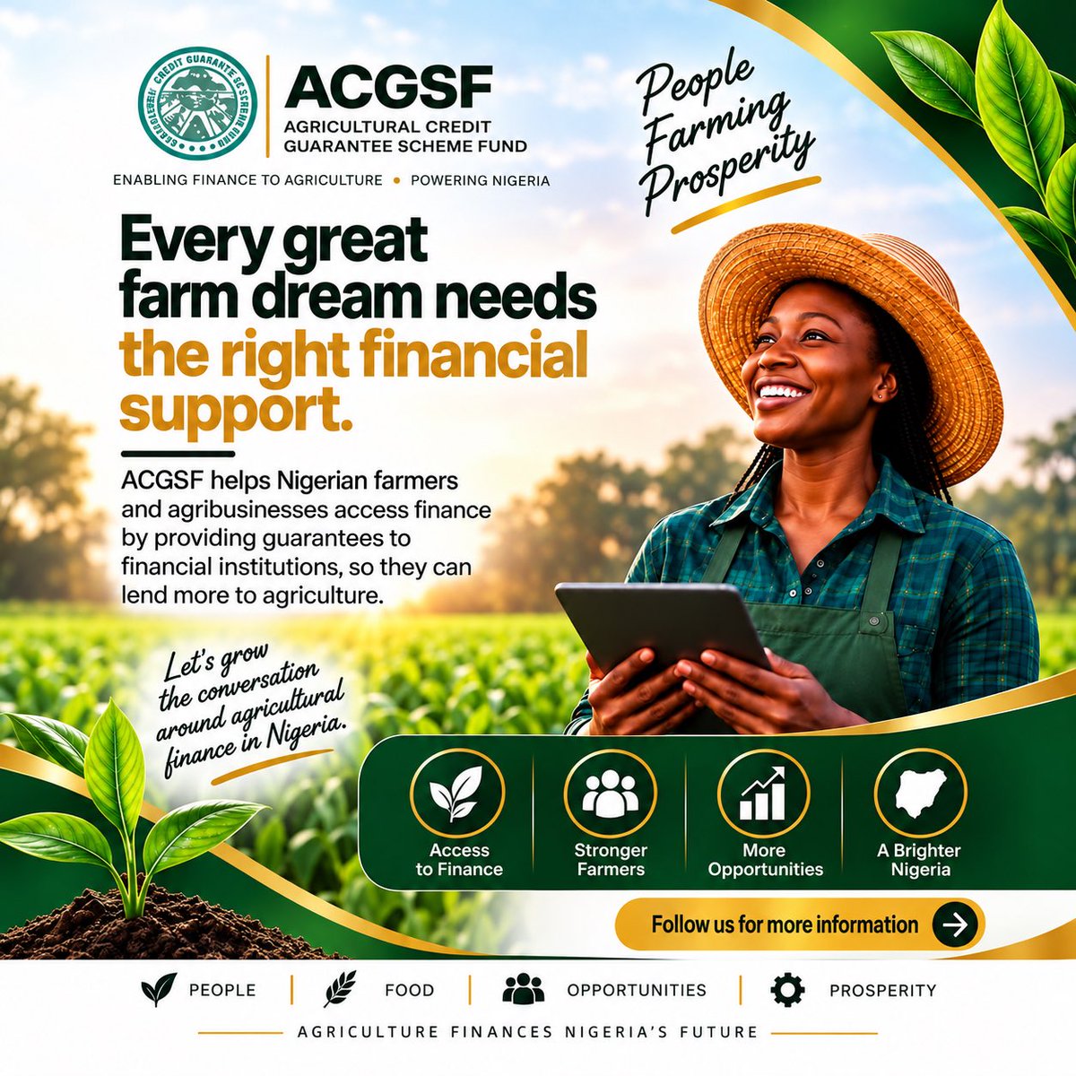 ACGSFNG's tweet photo. From farmers and cooperatives to agro-processors and other agricultural businesses, access to finance can make the difference between an idea and a growing enterprise.
Meet ACGSF, helping make agricultural finance more accessible.
#ACGSF #AgriculturalFinance #GrowWithACGSF https://t.co/HKF0WLvwaE