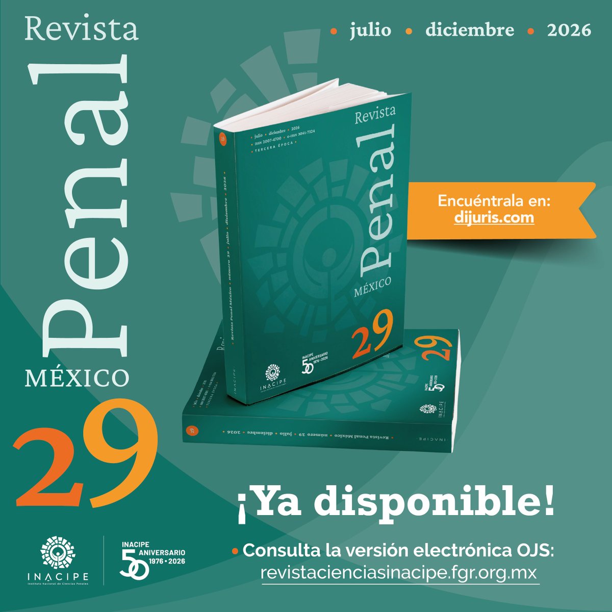 INACIPE's tweet photo. ¡Ya está disponible la Revista Penal México N.º 29! 📗 Mantente al día en Derecho Penal y explora los análisis de esta nueva edición. Consigue tu ejemplar en👉 https://t.co/jHUR6QYvz6 o lee la versión digital en https://t.co/7ocFurCCWr. 📲 https://t.co/iw70TzjfX8