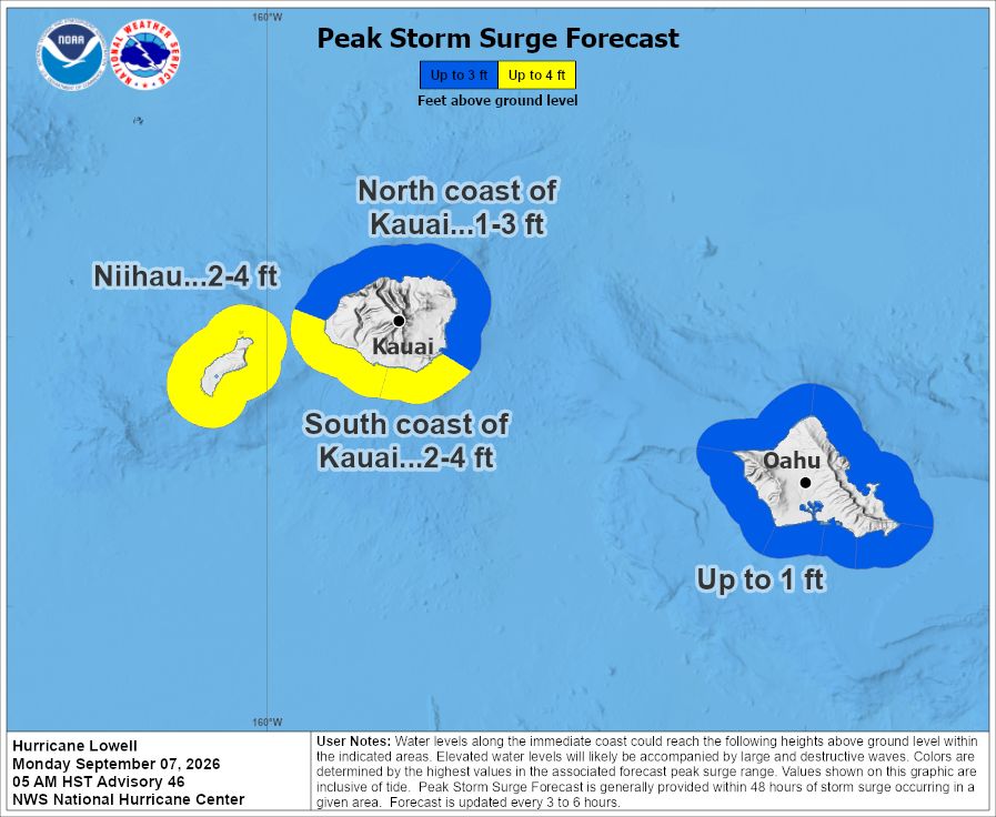 TropicalTidbits's tweet photo. Hurricane #Lowell is approaching the Hawaiian Islands today with a wind field large enough to impact #Kauai, #Niihau, and #Oahu. A Hurricane Warning now extends to Kauai, and a Tropical Storm Warning to O'ahu. The worst conditions will occur later this evening and overnight tonight. Storm surge and flash flooding hazards are also expected, especially closer to the storm track. Hope everyone has a plan to stay safe today.