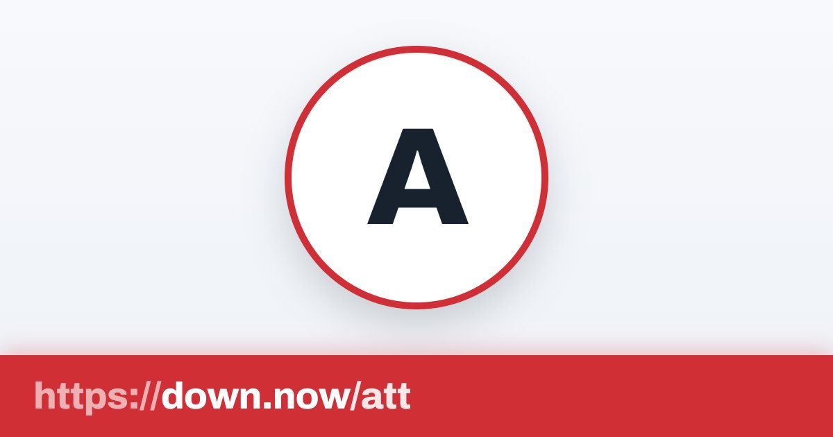 downdotnow's tweet photo. AT&amp;T is down.

User reports have been spiking since 18:22 UTC.

Seeing problems too? https://t.co/b0h7wbrtcG