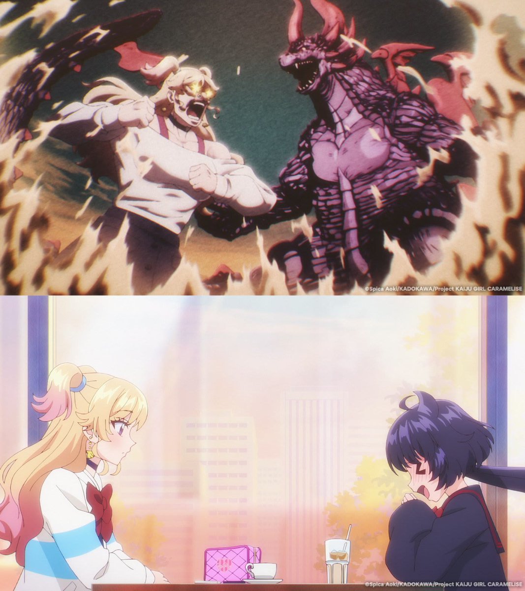 Crunchyroll's tweet photo. Fight first, coffee after 😅 (via KAIJU GIRL CARAMELISE) https://t.co/eS0YpJkBNq