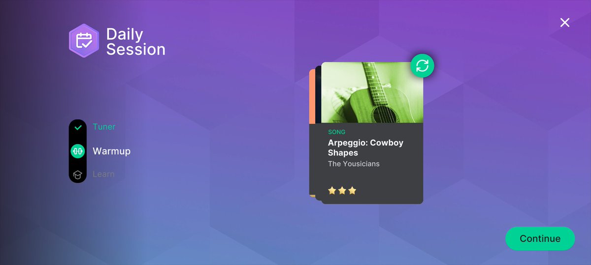 MitchellMurtoff's tweet photo. Here are the results from playing my Tanglewood acoustic-electric guitar 🎸 today. I did well on my warm-up session and improved significantly on my current lesson, earning two out of three stars on the first two sections of the song. I am currently on a 128 week playing streak. https://t.co/wCcByCUeYo