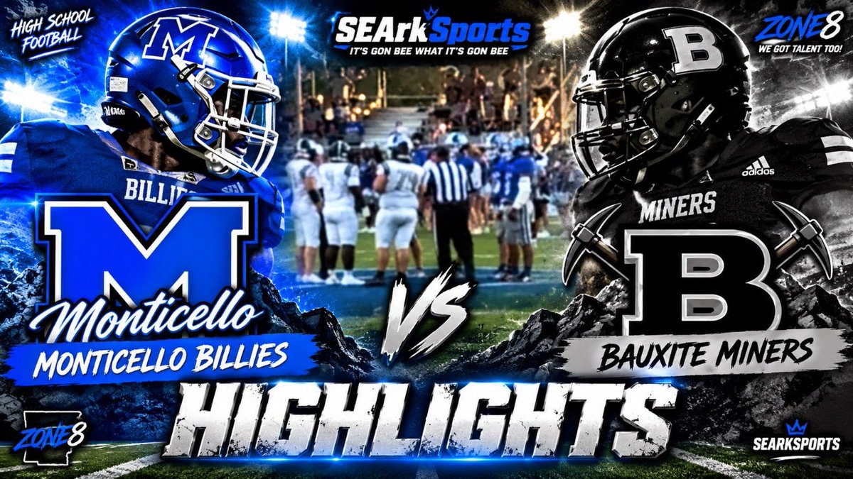 IGBWIGB's tweet photo. Monticello Billies vs Bauxite Miners | FULL GAME HIGHLIGHTS https://t.co/T0FlqmWQb2 via @YouTube
The Billies & Miners battled under the Friday night lights! 💥 Check out the action from SEArkSports x Zone8!
👀 Who was your Player of the Game?
#SEArkSports #Zone8 https://t.co/sFYV2ZUgaM