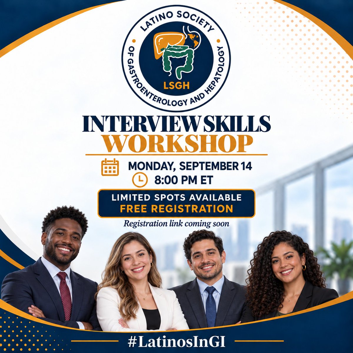 latinogisociety's tweet photo. 📢 Confirmed for Monday, September 14!
Join us for our Interview Skills Workshop. Space is limited, so register early!
🔗 We will post the registration link soon.
💩 Completely FREE!
#LatinosInGI https://t.co/RnSaKOh6ul