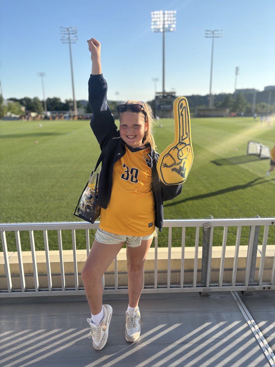 MoeRosensteel's tweet photo. Thank you @wvuwomenssoccer for showing Cecelia and her family such a great time. All while cueing up Country Roads and another Mountaineer win! #moe86 https://t.co/AL9eFOjgeA