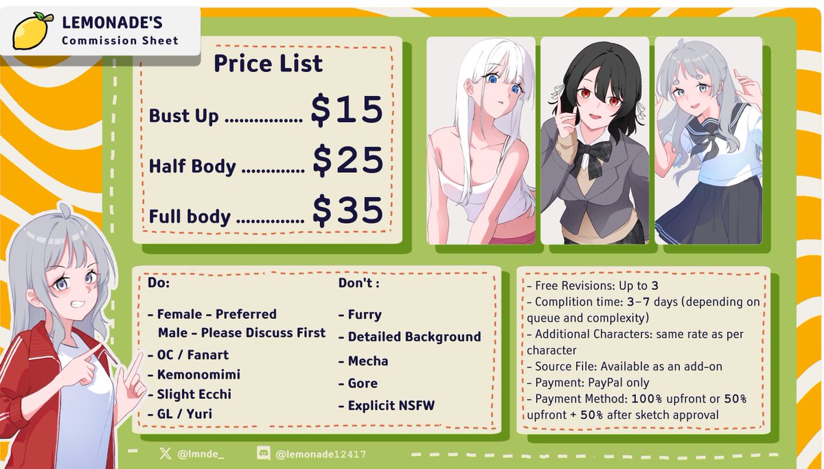 lmnde_'s tweet photo. Art commissions are now OPEN!

Check out my Portfolio for more sample - https://t.co/Qu4dhAMq9x

DM me if you’re interested in a custom piece 🎨
Like and Retweet very appreciated ദ്ദി ˉ͈̀꒳ˉ͈́ )✧! https://t.co/Wmc6T24sAe
