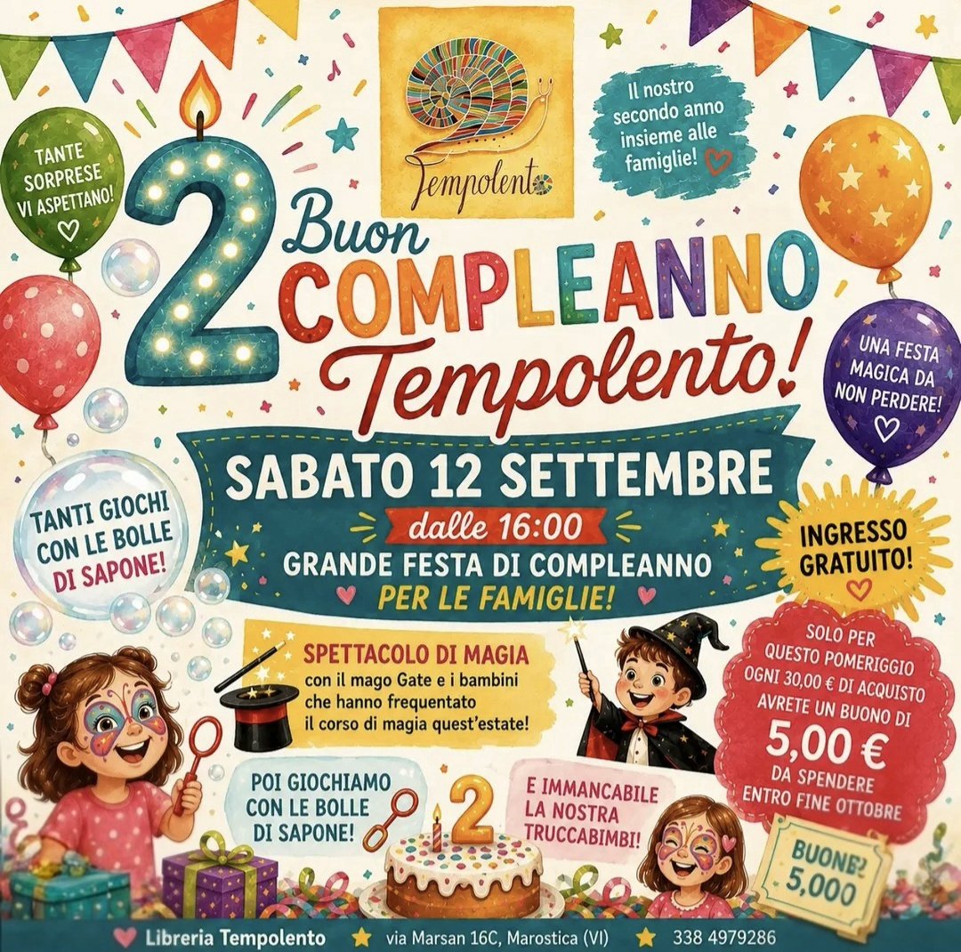 Mago_gate's tweet photo. Vi aspetto Sabato 12 Settembre dalle 16:00 alla libreria Tempolento per festeggiare il suo 2° Anno‼️
🥳🥳🥳
https://t.co/FuycbLgQzo https://t.co/5hX7TjLhjR