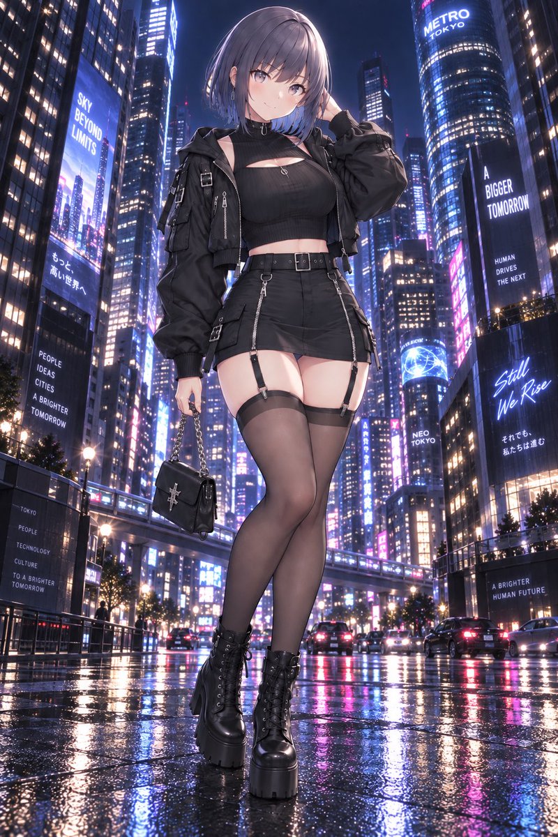 INB_M_'s tweet photo. megumix様から夜の都会を軽やかに歩く、
大人可愛いブラックカジュアルの衣装をお借りしました♪megumix様どうもありがとうございます♪
#AIイラスト #フォロバ100 #ブルバ100 #相互フォロー https://t.co/hUIjXTv4L1