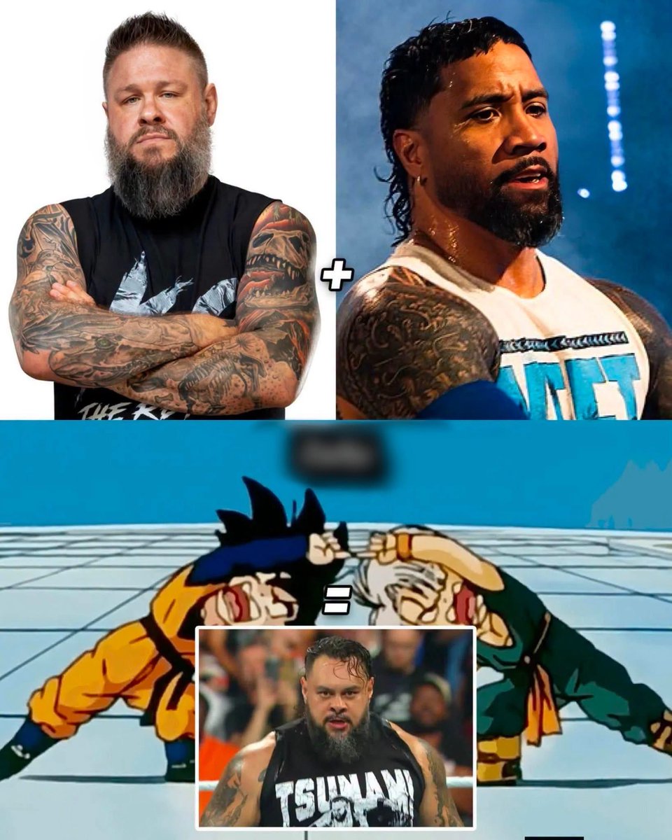 KingGameAhh's tweet photo. This is canon now. 
No, I will not be taking any questions 😌

Jonah=Jey+Kevin. 
The Tsunami is Key's top rope Uso splash and he does a running senton like Kev. 

-King Game https://t.co/u0mbfs0YS5