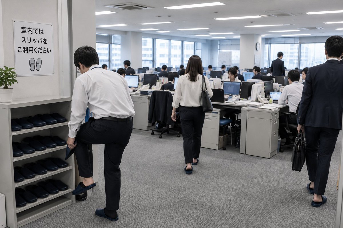 keru_career's tweet photo. 絶対に入ってはいけない企業 第2位

会社ではスリッパに履き替える https://t.co/EuKEcBOish