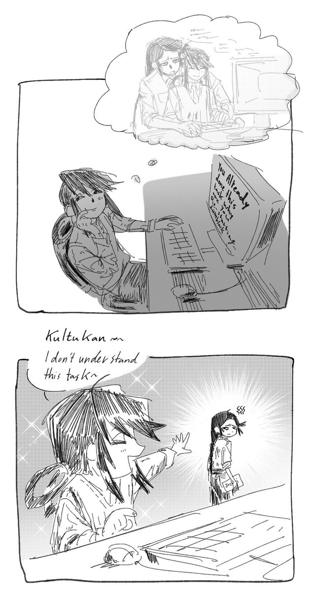 DingBingDB's tweet photo. Batu trying to annoy the new volunteer teaching assistant (AU) https://t.co/TluNZ8EKeT