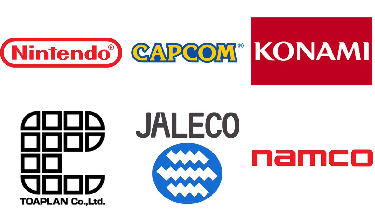 SuperSisi's tweet photo. Know Your History:

SErvice GAmes = SEGA

CAPsule COMputers = CAPCOM

(Founders) KOzuki, NAkama, MIyasako = KONAMI

TEhkan Ltd. (until 1986) + predecessor company TEikoku Kanzai = TECMO

Shin Nihon Kikaku (New Japan Project) = SNK

Leave Luck To Heaven = NINTENDŌ

NAkamura Manufacturing COmpany = NAMCO

One letter prior to those of IBM = HAL Laboratory

NAMCO Tomorrow = NAMCOT

Kotobuki Engineering & Manufacturing Co = KEMCO

COnnecticut LEather COmpany = COLECO

Tàidōng (Chinese) “Great East” = TAITO

TOkyo Application LANguage = TOAPLAN

Seibu Industrial Building = SEIBU KAIHATSU

Glory = KOEI

MICROcomputer SOFTware = MICROSOFT

Japan Victor Company = JVC

Data East COrporation = DECO

JApan LEisure COmpany = JALECO

Family Computer = FAMICOM

(Chinese) BAN DAI fueki = BANDAI

Japan Millenium Falcon = NIHON FALCOM

Eniac company (Electronic Numerical Integrator and Computer) + Phoenix = ENIX

International Business Machines = IBM

Luxury EXport = LEXUS

IPM Co. (International Playing Machine) = IREM

UBIquitous SOFTware = UBISOFT

TOkyo Electric, SHIBAura Engineering Works = TOSHIBA

(Founder) Soichiro Honda = HONDA

Nippon Electric Company = NEC

Rising Sun = HITACHI

Nippon Ishi Software = NIS America Now

Nippon Computer Systems = NCS

Nihon Maicom Kaihatsu = NMK

Tokyo Movie Shinsha = TMS

Computer Art Visual Entertainment = CAVE CO. LTD

Alpha Denshi Kabushigaisha = ADK

Kindle Imagine Develop = KID

Universal Play Land = UPL

Technology & Entertainment Software = T&E Soft

He was Over There, Because... = HOT-B

ALan Michael Sugar TRADing = AMSTRAD

You are welcome ❤️

[Note: Revision 2–Corrections/Additions/ Expansion]