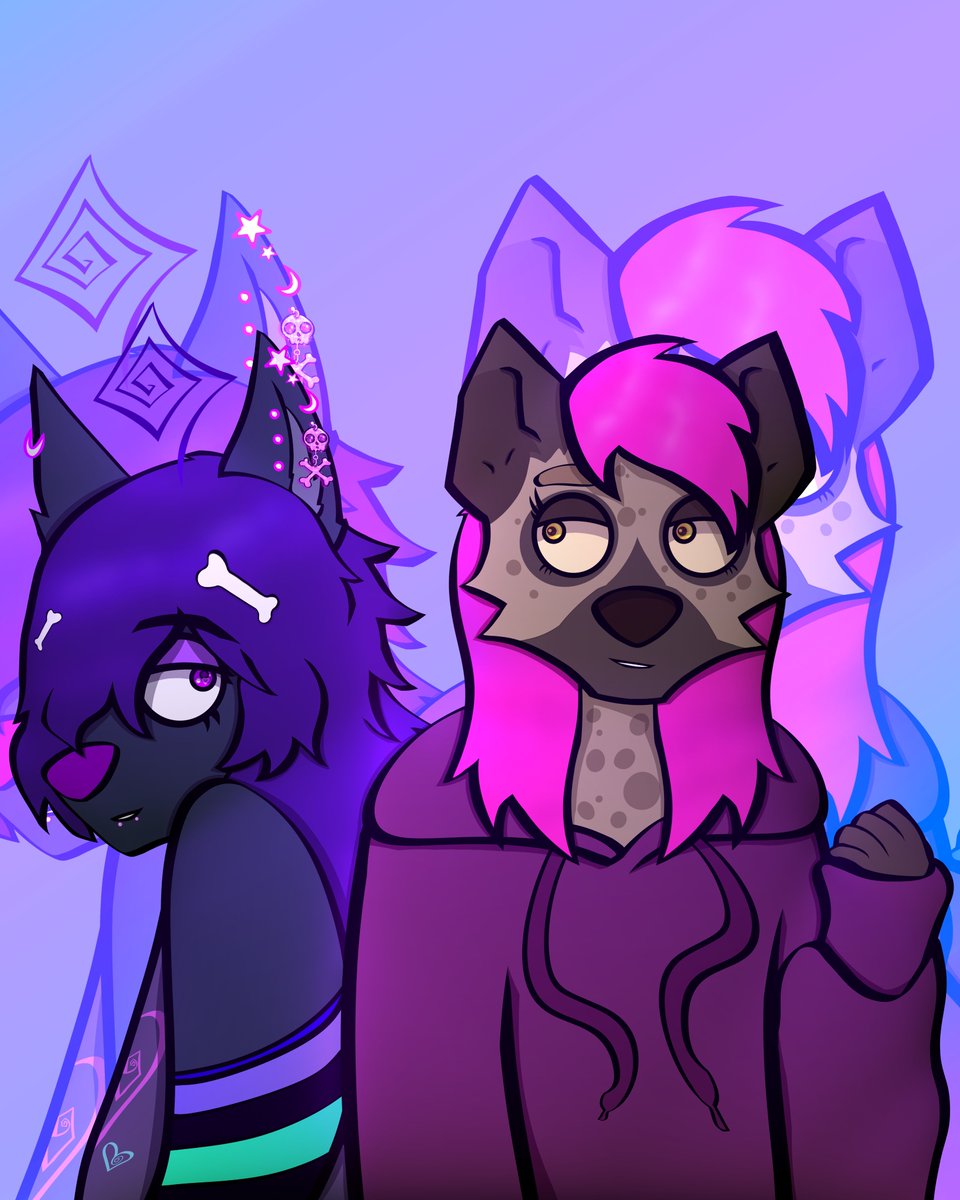 zq0ltl's tweet photo. 💜💘

#furry #art #oc #wolf #hyena #emo #scene #fursona #ocart https://t.co/w50jf8dWLW